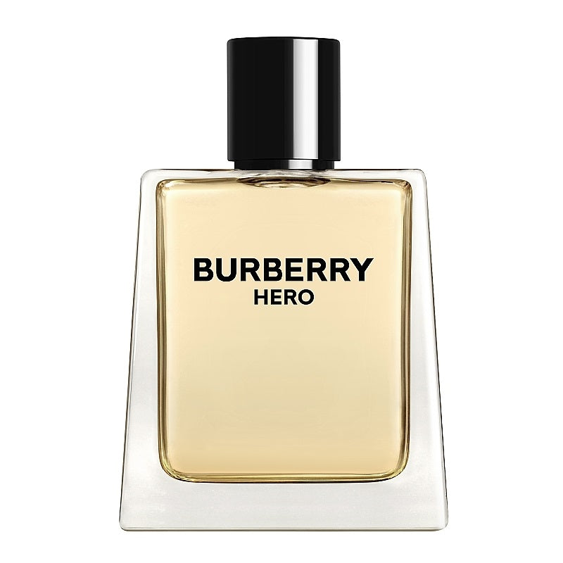 Burberry Hero perfume bottle on a white background