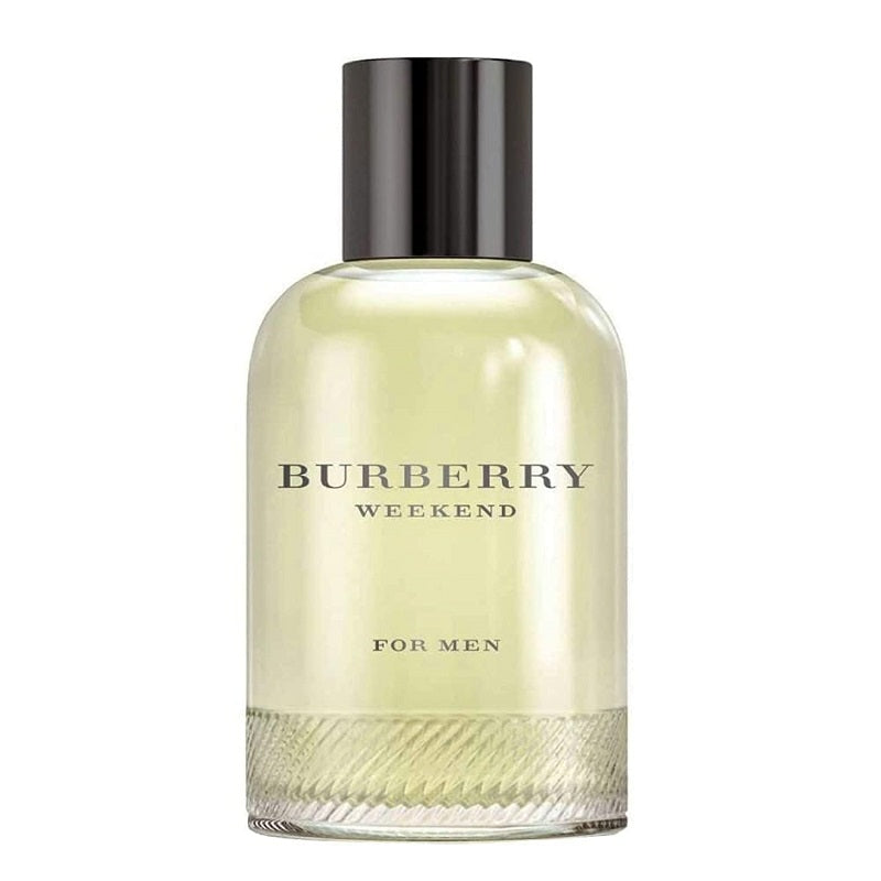 Bottle of Burberry Weekend Eau de Toilette for Men with a clear yellow liquid visible and the label 'Burberry Weekend For Men' displayed.
