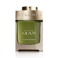 Bottle of Bvlgari Man Wood Essence eau de parfum with a green liquid visible and the brand and product name displayed on the label.