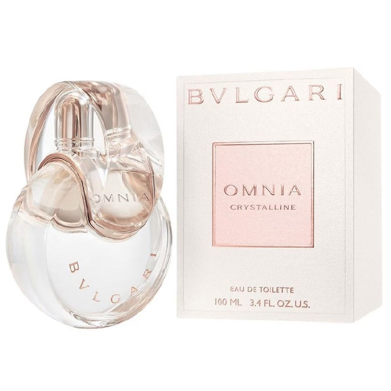 Bulgari Omnia Crystalline perfume bottle and packaging on a white background