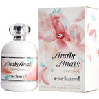 Cacharel Anais Anais perfume bottle and packaging with floral design