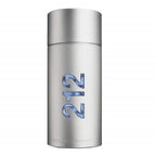 Silver cylindrical perfume bottle with '212' branding on a white background