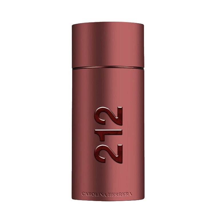 Bottle of 212 Sexy Men Eau de Toilette by Carolina Herrera, with a red tinted glass design and prominent '212' branding.