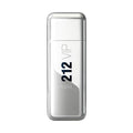A bottle of 212 VIP Man Eau de Toilette by Carolina Herrera, with a white and silver design, featuring the text '212 VIP MEN' prominently displayed.