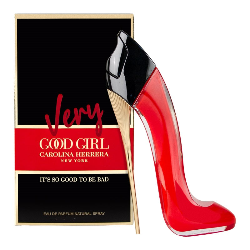 Carolina Herrera 'Very Good Girl' perfume bottle with packaging on a white background