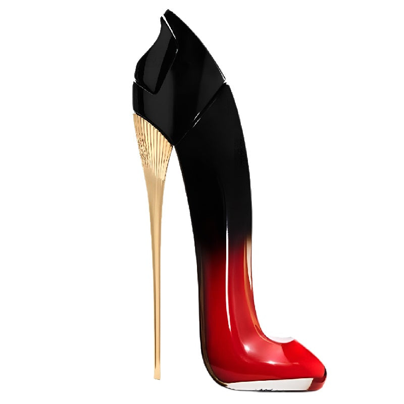 Shoe tree with black, gold, and red design on a white background