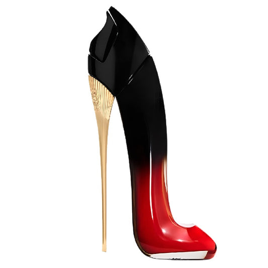 Shoe tree with black, gold, and red design on a white background