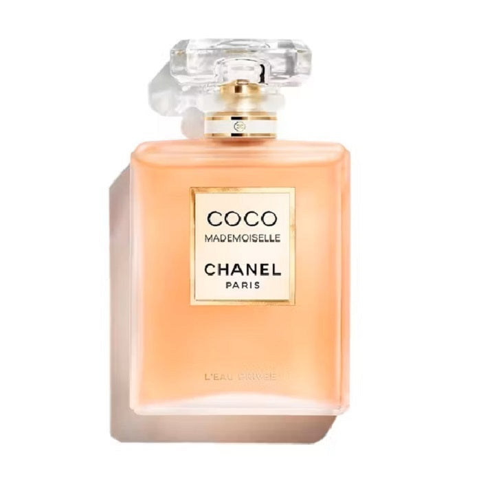 Chanel Coco Mademoiselle perfume bottle on a white background