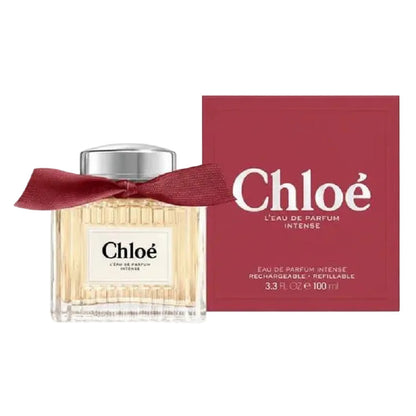 Chloe perfume bottle with red ribbon and packaging on a white background