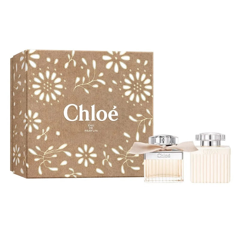 Chloe perfume set with packaging on a white background