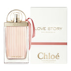 Chloe Love Story Sensuelle Eau De Parfum bottle with packaging, predominantly pink and white colors.