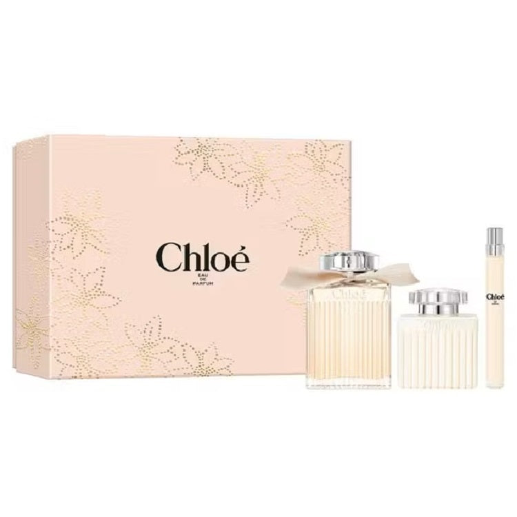 Chloe perfume set with two bottles and a box on a white background