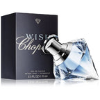 Perfume bottle and packaging with 'Wish' branding on a white background