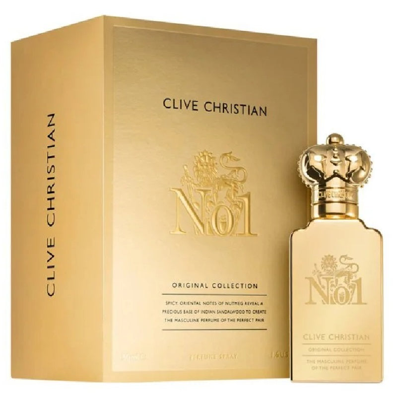 Clive Christian No.1 perfume bottle and packaging on a white background