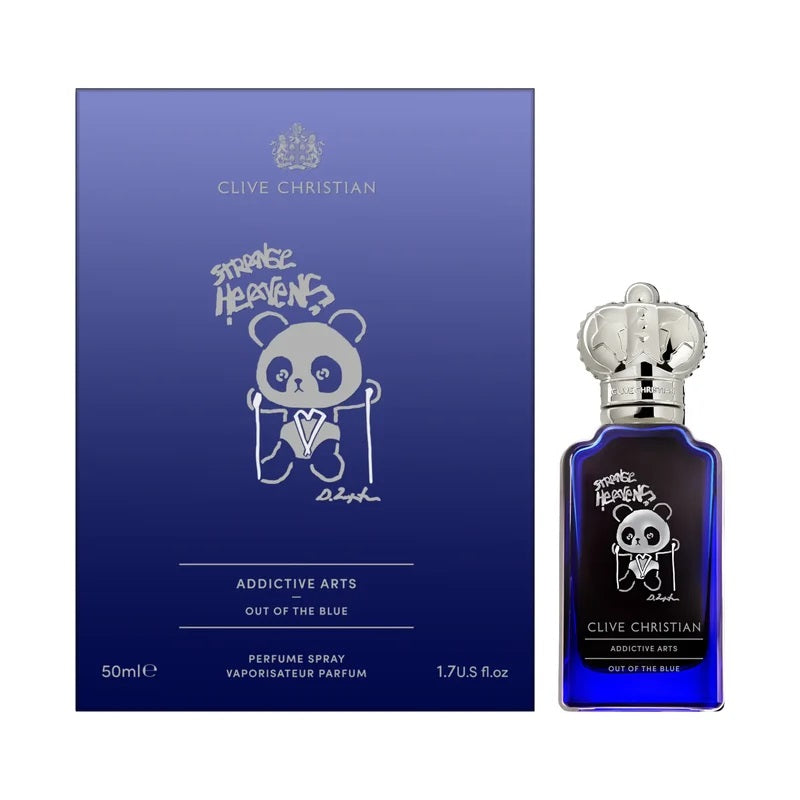 Clive Christian perfume bottle and packaging with panda design on a white background