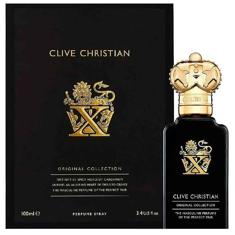 Clive Christian perfume bottle and packaging on a white background