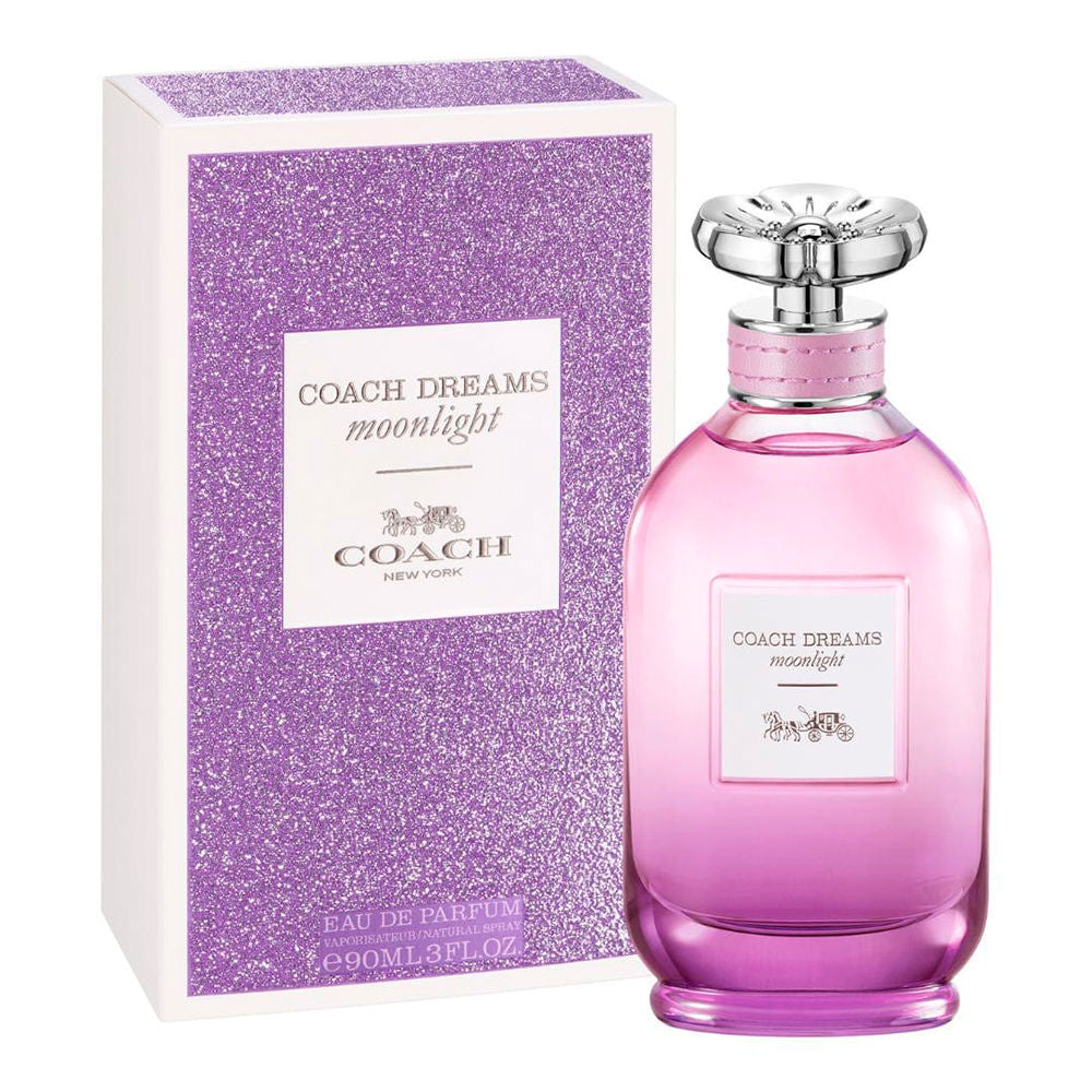 Coach Dreams Moonlight perfume bottle and packaging on a white background
