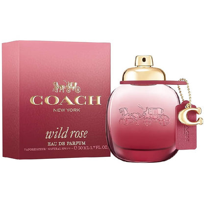 Coach Wild Rose Eau de Parfum bottle and packaging on a white background