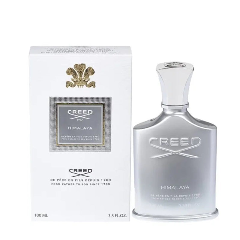 A product image featuring a 100ml bottle of Creed Himalaya Eau de Parfum, with both the perfume bottle and packaging displayed.