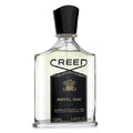 A bottle of Royal Oud Eau de Parfum by Creed with a black cap and a label that includes the product name and the brand name.
