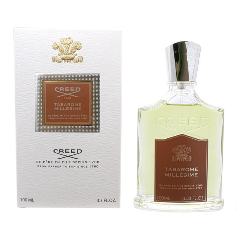 A product image featuring a 100ml bottle of Creed Tabarome Millesime Eau de Parfum, with both the perfume bottle and the packaging box visible.