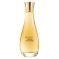 Perfume bottle with gold cap on a white background