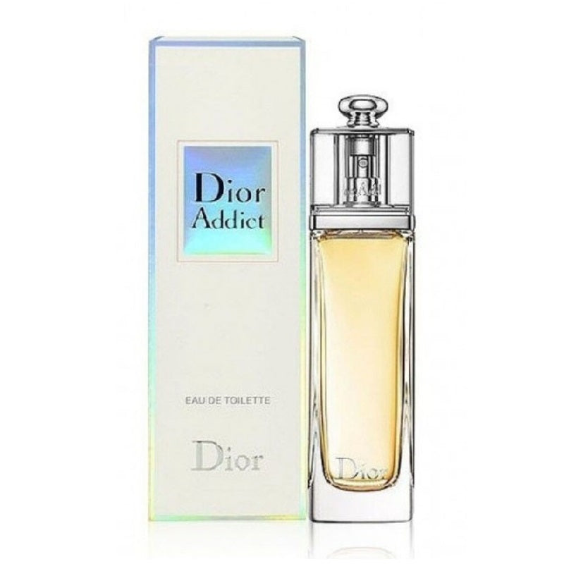 Dior Addict perfume bottle and packaging on a white background