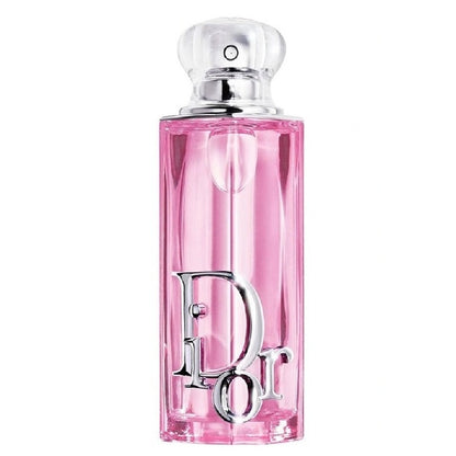 Pink Dior perfume bottle on a white background