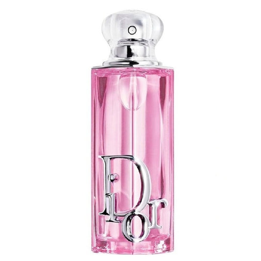 Pink Dior perfume bottle on a white background