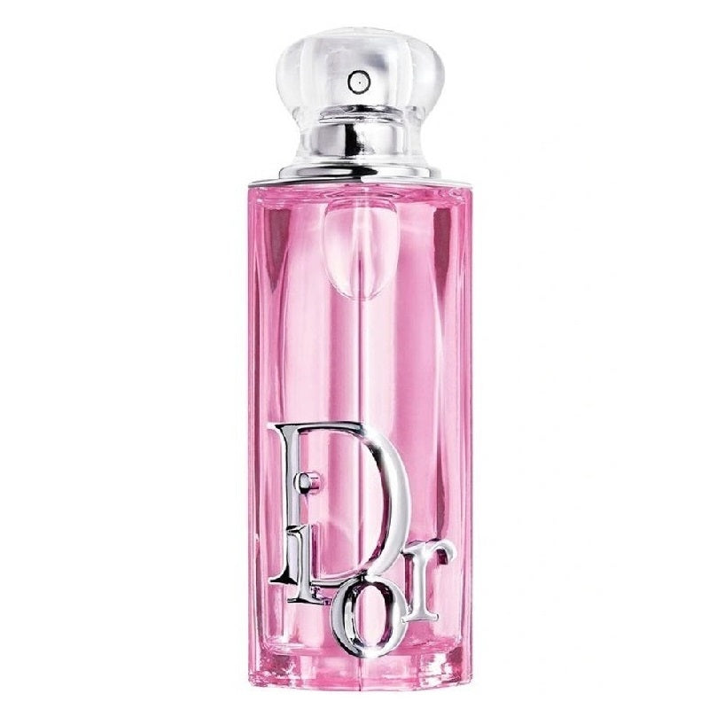 Pink Dior perfume bottle on a white background