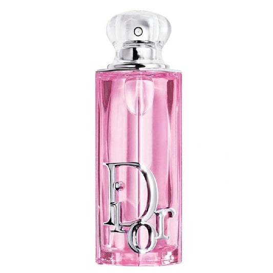Pink Dior perfume bottle on a white background