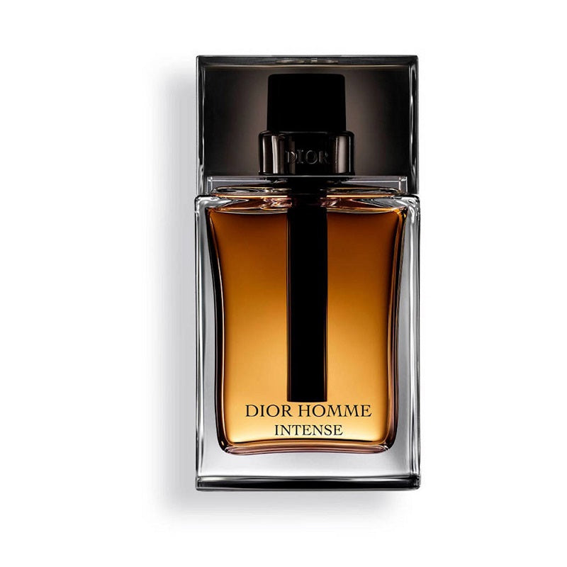 Dior Homme Intense perfume bottle on a white background