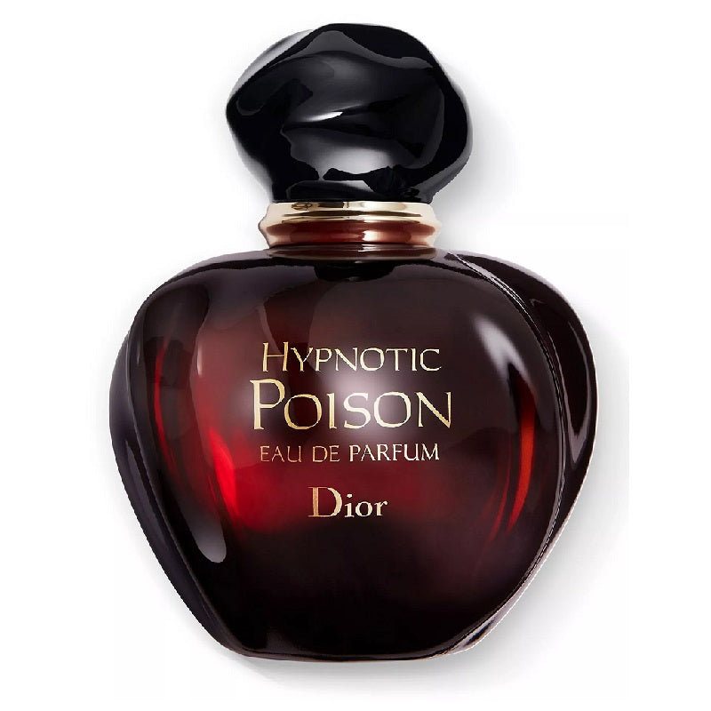 A red flacon of Hypnotic Poison Eau de Parfum by Christian Dior with a black cap.