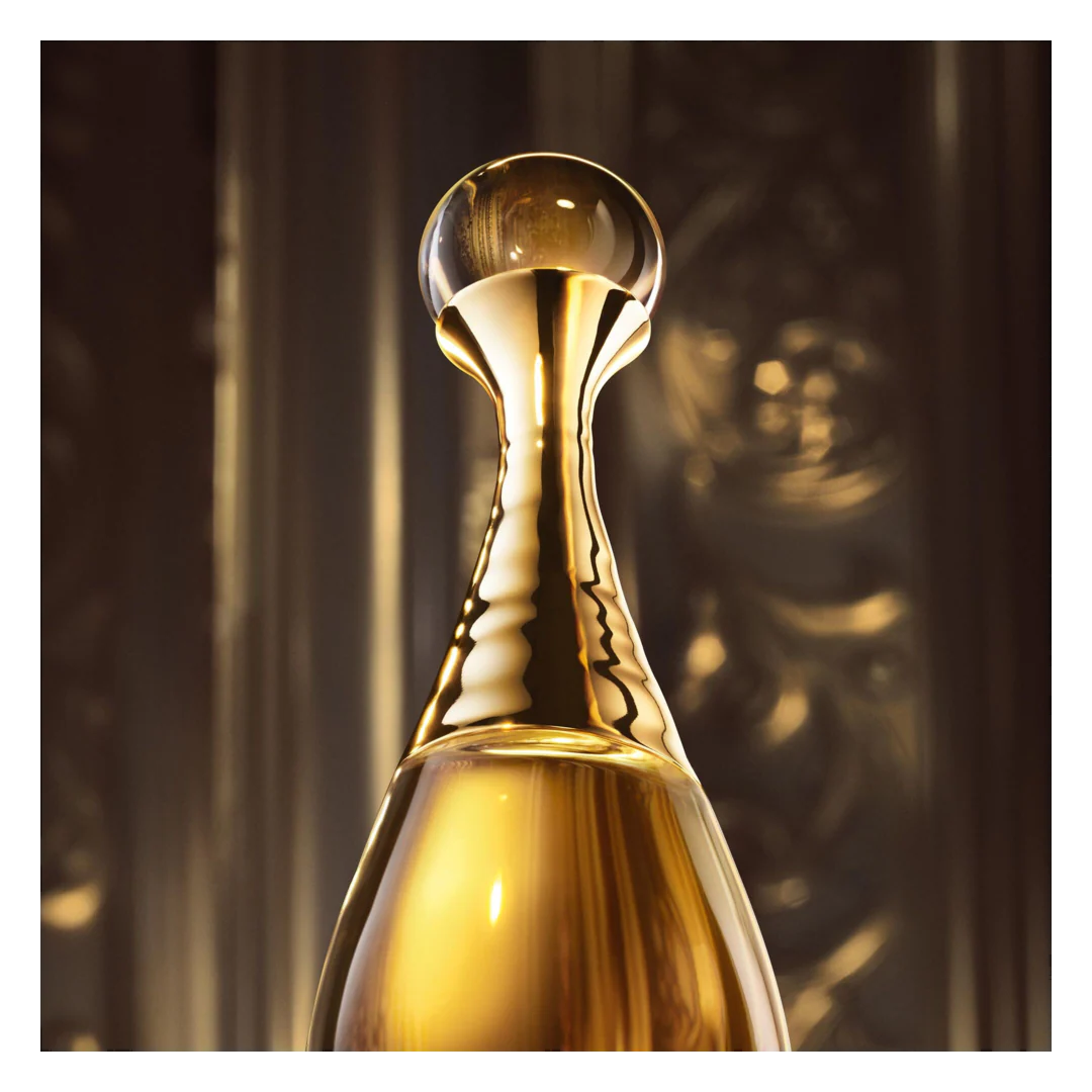 Gold bottle with a blurred background