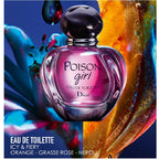 Dior Poison girl perfume bottle with colorful abstract design