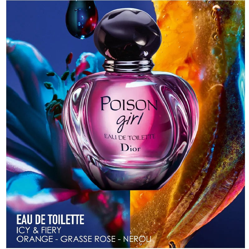 Dior Poison girl perfume bottle with colorful abstract design