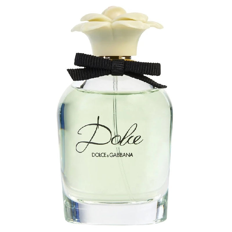Dolce & Gabbana perfume bottle with floral design on a white background