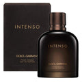 A product image featuring Dolce & Gabbana Intenso Pour Homme Eau De Parfum with a dark colored bottle and packaging, labeled for men.