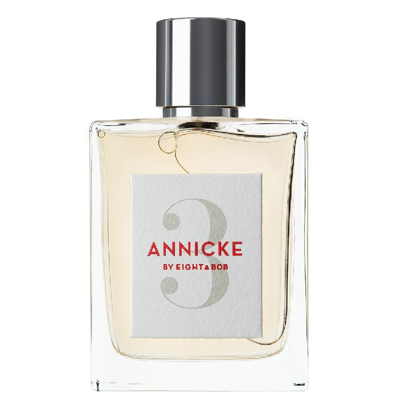 Perfume bottle labeled '3 Annnicke by Eight & Bob' on a white background
