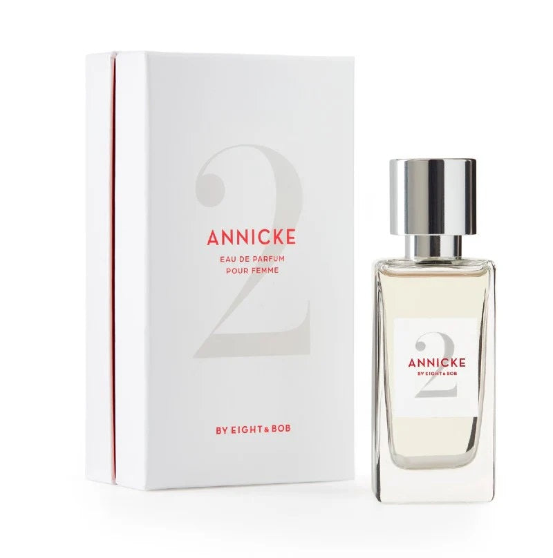 Perfume bottle and packaging of ANNICKE by Eight & Bob on a white background