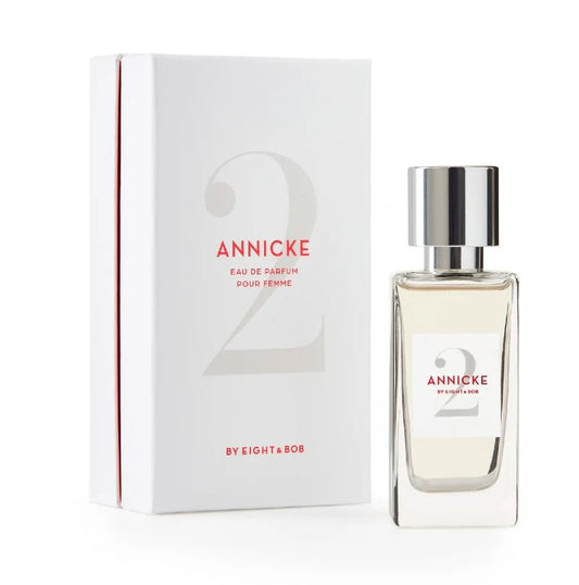 Perfume bottle and packaging of ANNICKE by Eight & Bob on a white background