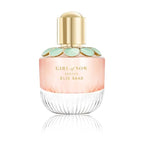 Bottle of Girl of Now Lovely Eau de Parfum by Elie Saab with a pink hue and a design featuring floral elements on the cap.