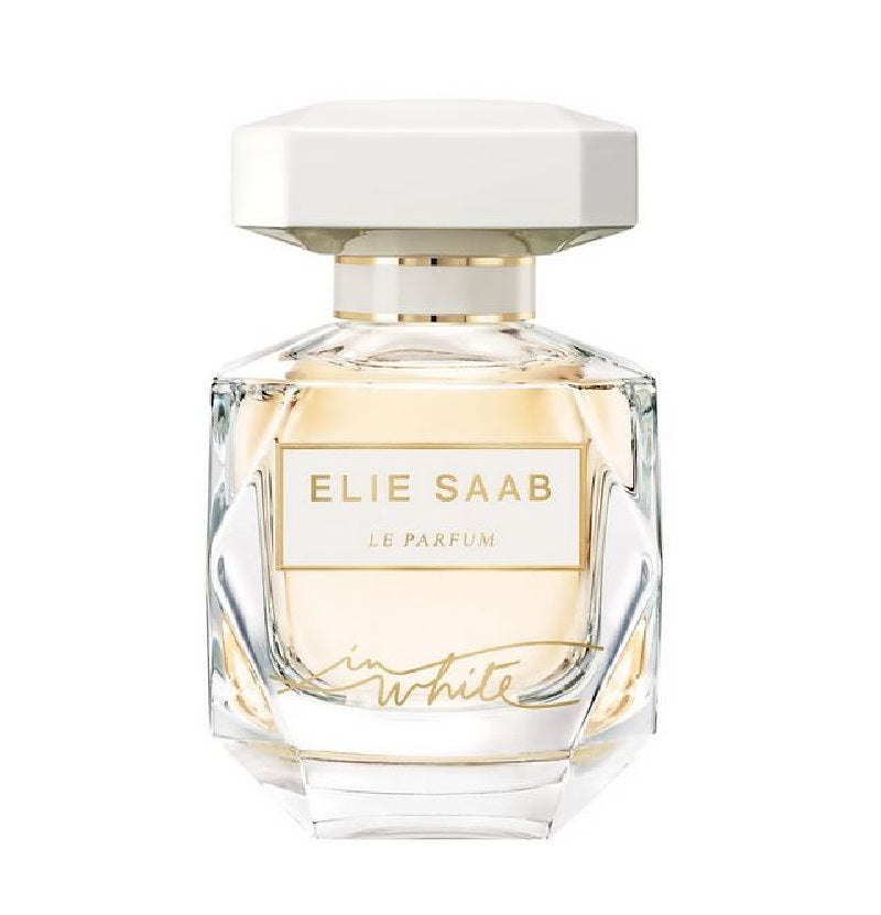 Elie Saab perfume bottle on a white background