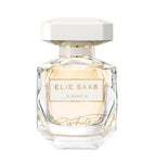 A glass bottle of Elie Saab Le Parfum In White Eau de Parfum with a white cap.