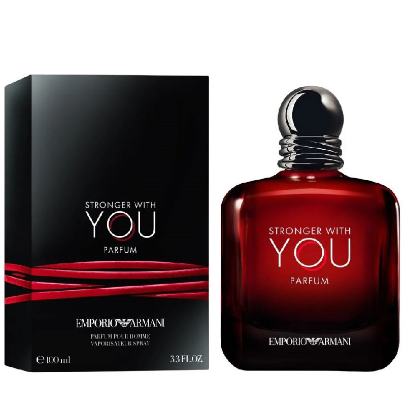 Emporio Armani 'Stronger with You' parfum bottle and packaging on a white background