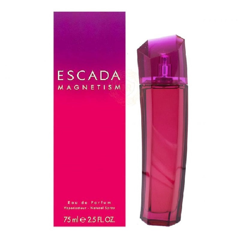 Escada Magnetism perfume bottle and packaging on a white background