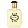 Perfume bottle labeled 'Whisky' with gold cap on a white background