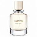 Fugazzi Angel Dust 100ml Eau de Parfum clear glass bottle with pale fragrance, ivory cylindrical cap and gold lettering on white.