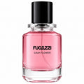 Fugazzi Cash Flower 100ml Extrait de Parfum rounded transparent glass bottle, substantial clear glass base, glossy black cylindrical cap and distinctive black Fugazzi lettering on a clean white background