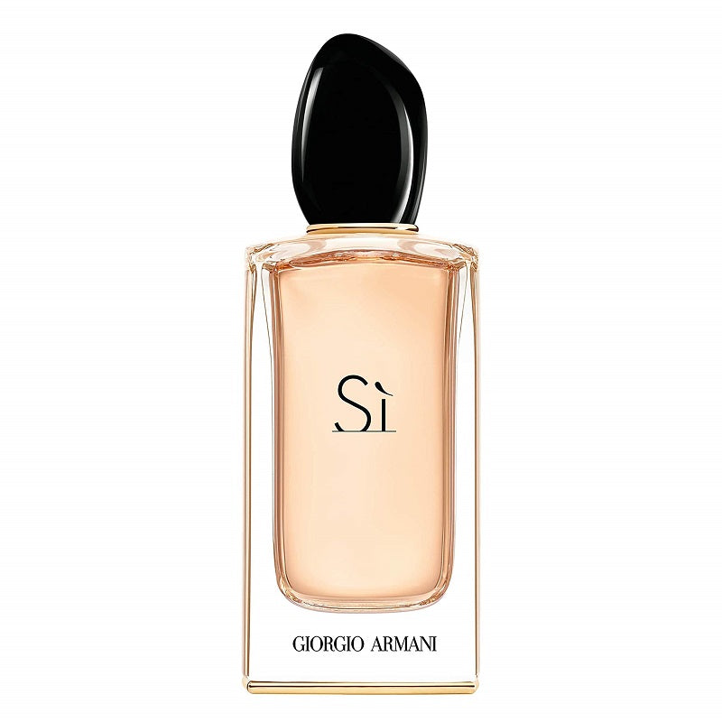 Giorgio Armani perfume bottle with black cap on a white background